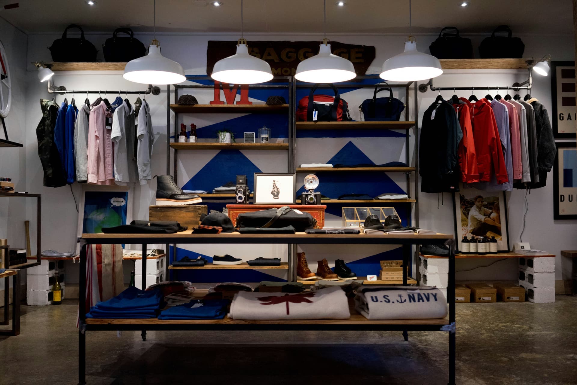 Interior view of a modern clothing boutique