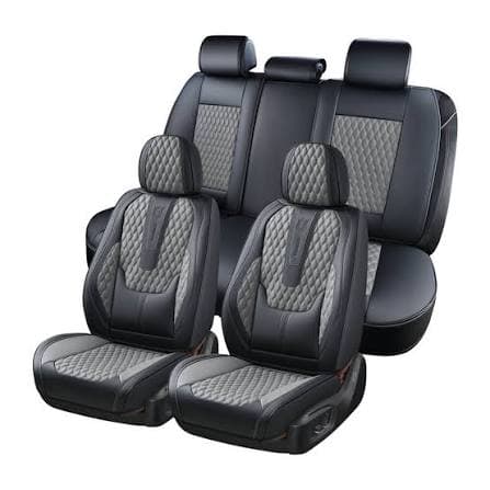 Leather Seat Cover Set - Black (large, blue)